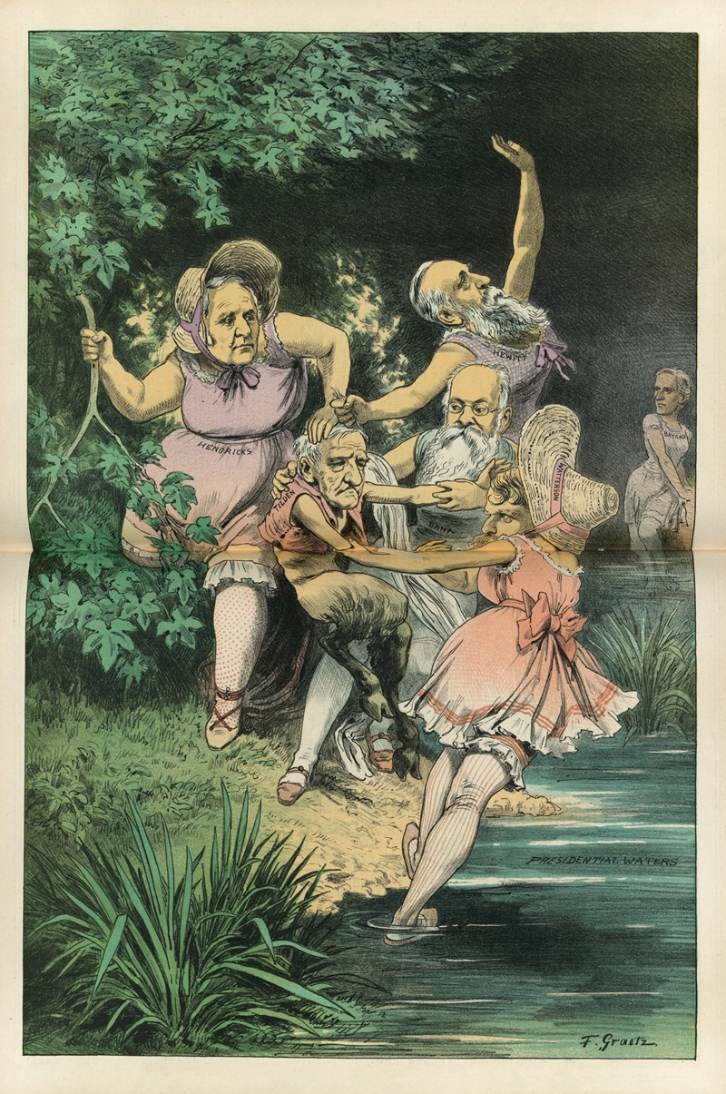 Friedrich Graetz - Persuasive nymphs trying to lure the coy faun into the presidential waters