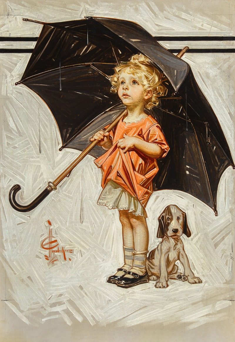 Joseph Christian Leyendecker - Caught in the Rain