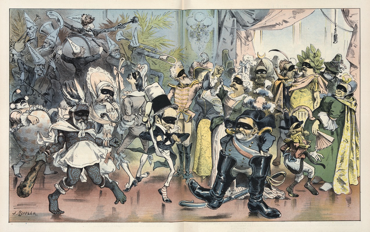 Joseph Ferdinand Keppler - Puck’s notion of the kind of fancy-dress charity ball that would be a real, solid financial success