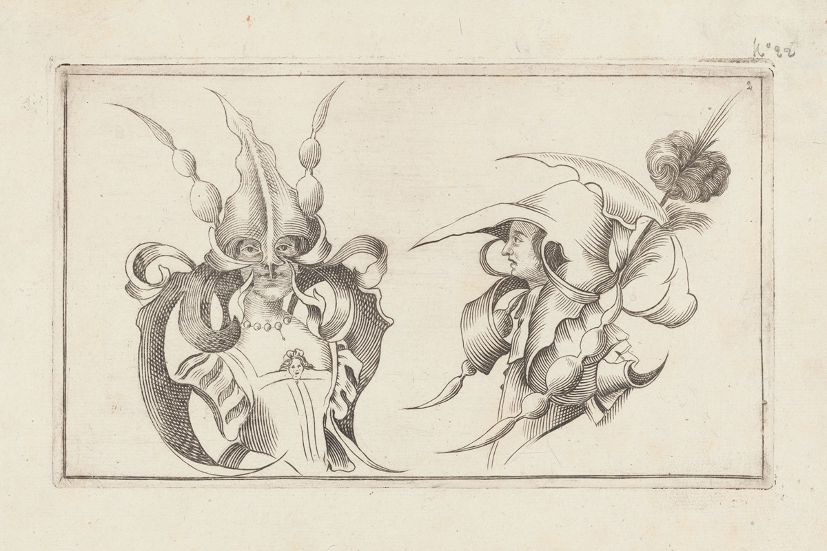 Agostino Mitelli - Masks and hats Pl.01