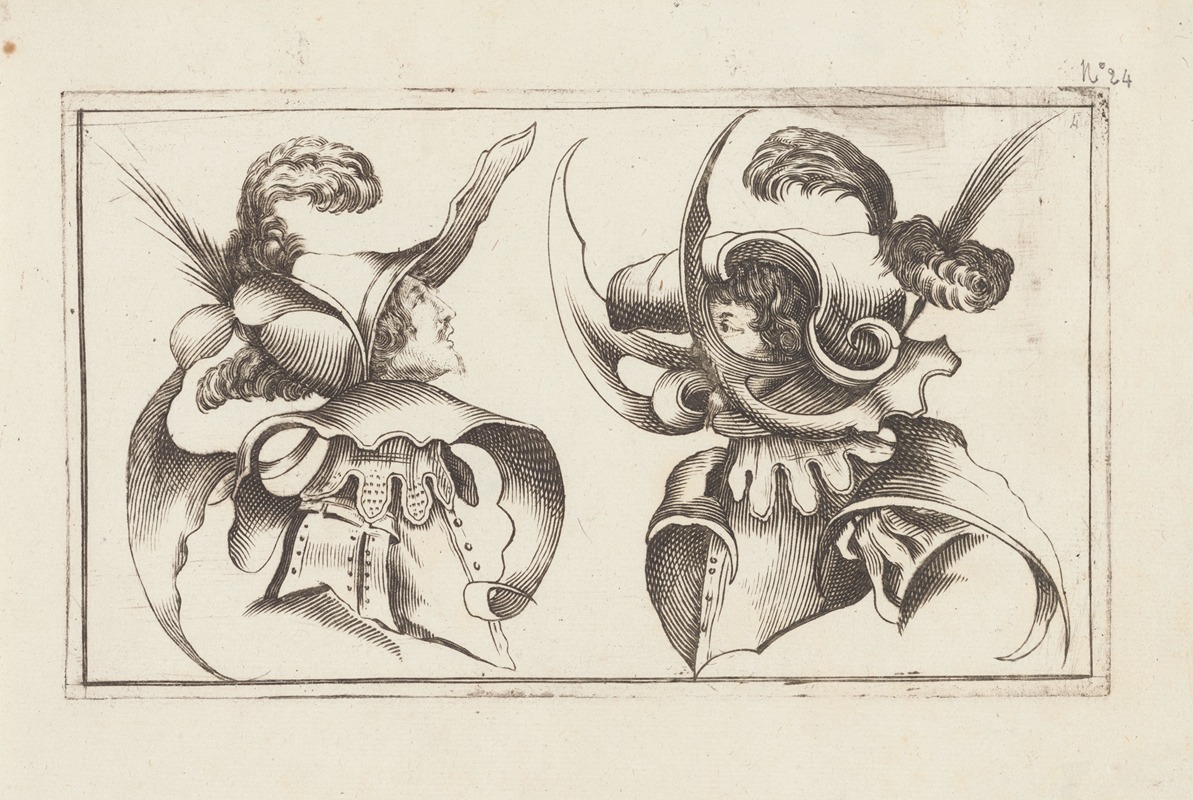 Agostino Mitelli - Masks and hats Pl.03