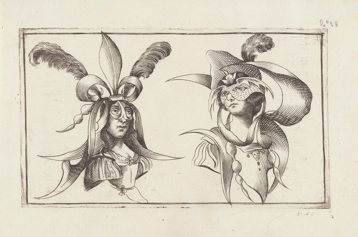 Agostino Mitelli - Masks and hats Pl.07