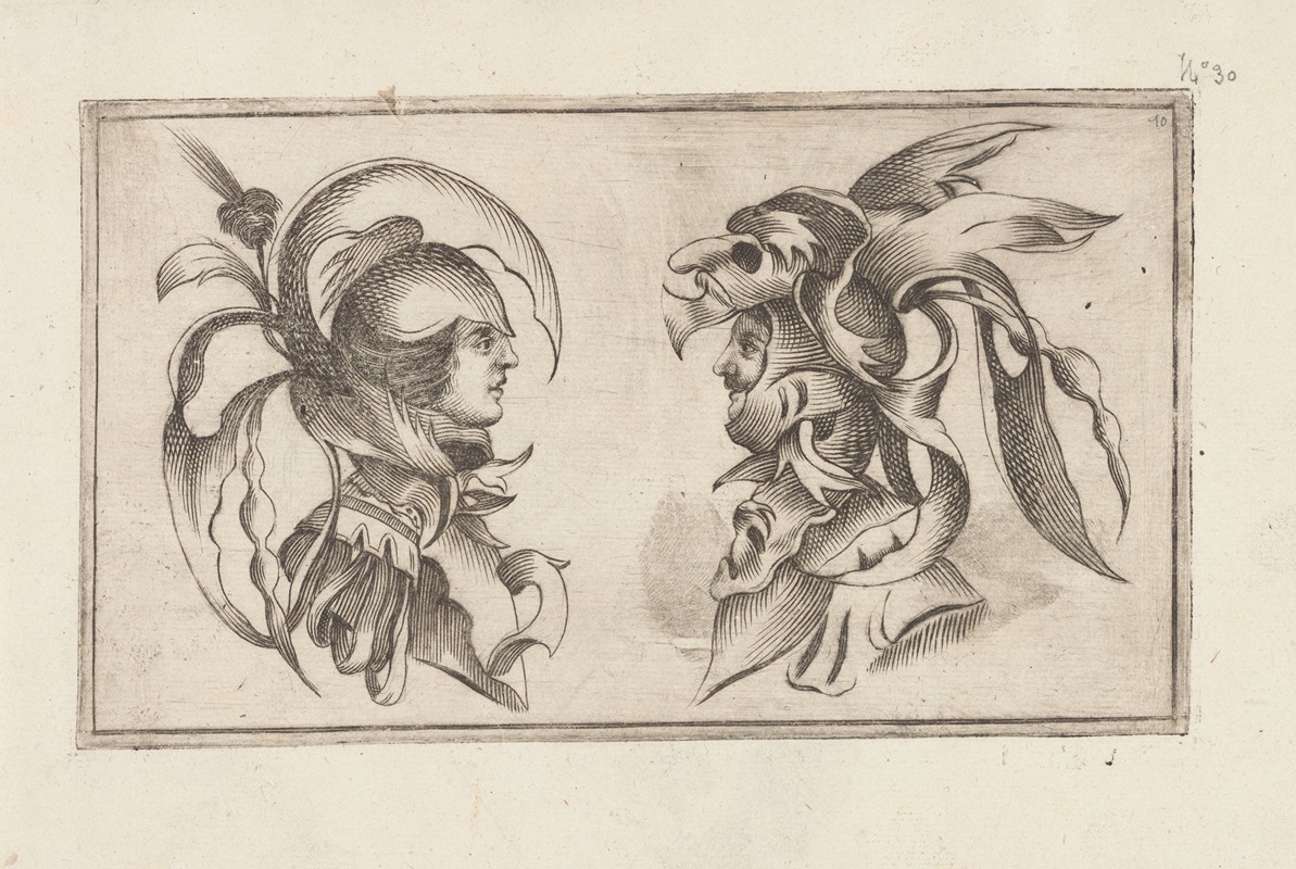 Agostino Mitelli - Masks and hats Pl.09