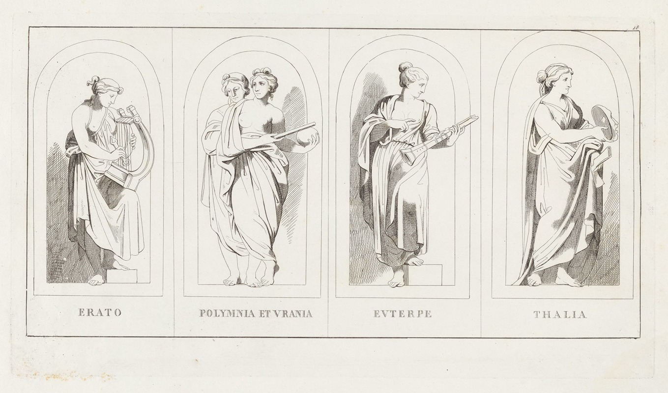 Giulio Romano - Erato, Polymnia et Vrania, Euterpe, Thalia
