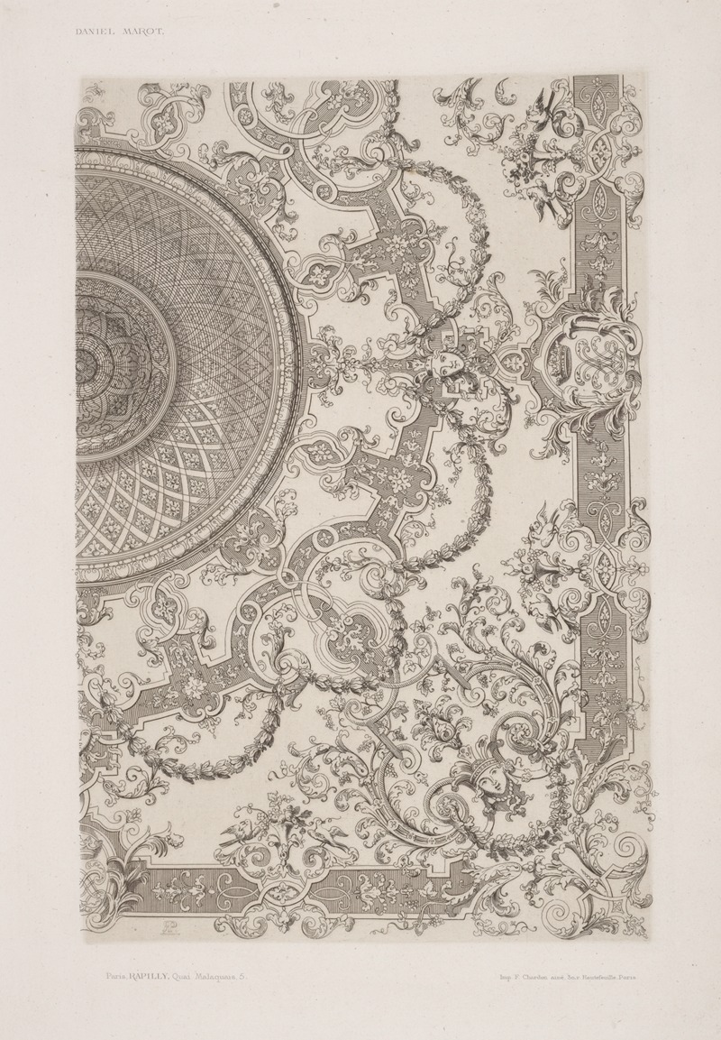 André-Charles Boulle - Design for a ceiling with crowned heads in each corner.