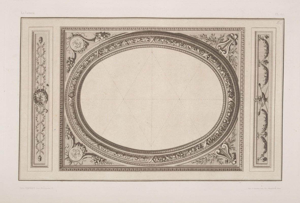 André-Charles Boulle - Design for ceiling decoration with central oval panel