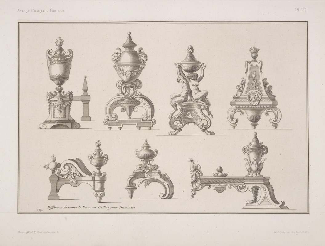 André-Charles Boulle - Differens desseins de feux ou grilles pour cheminées