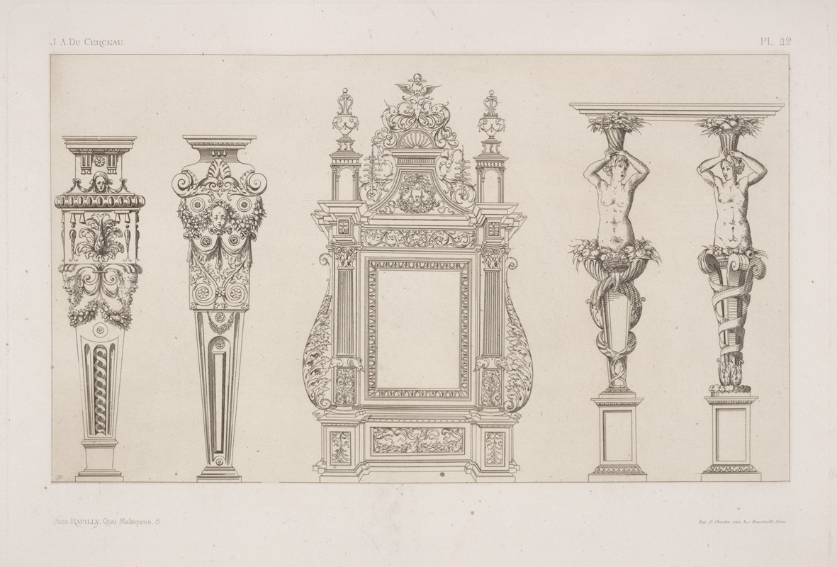 André-Charles Boulle - Five designs for columns or other supports.