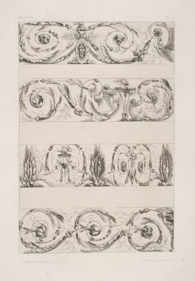 André-Charles Boulle - Four horizontal designs with vegetal shapes and figures