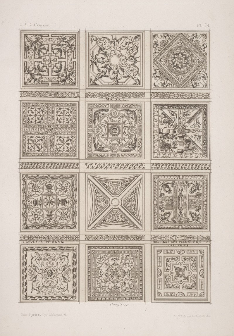 André-Charles Boulle - Tabulata itionum; desseings des planchers des galleries