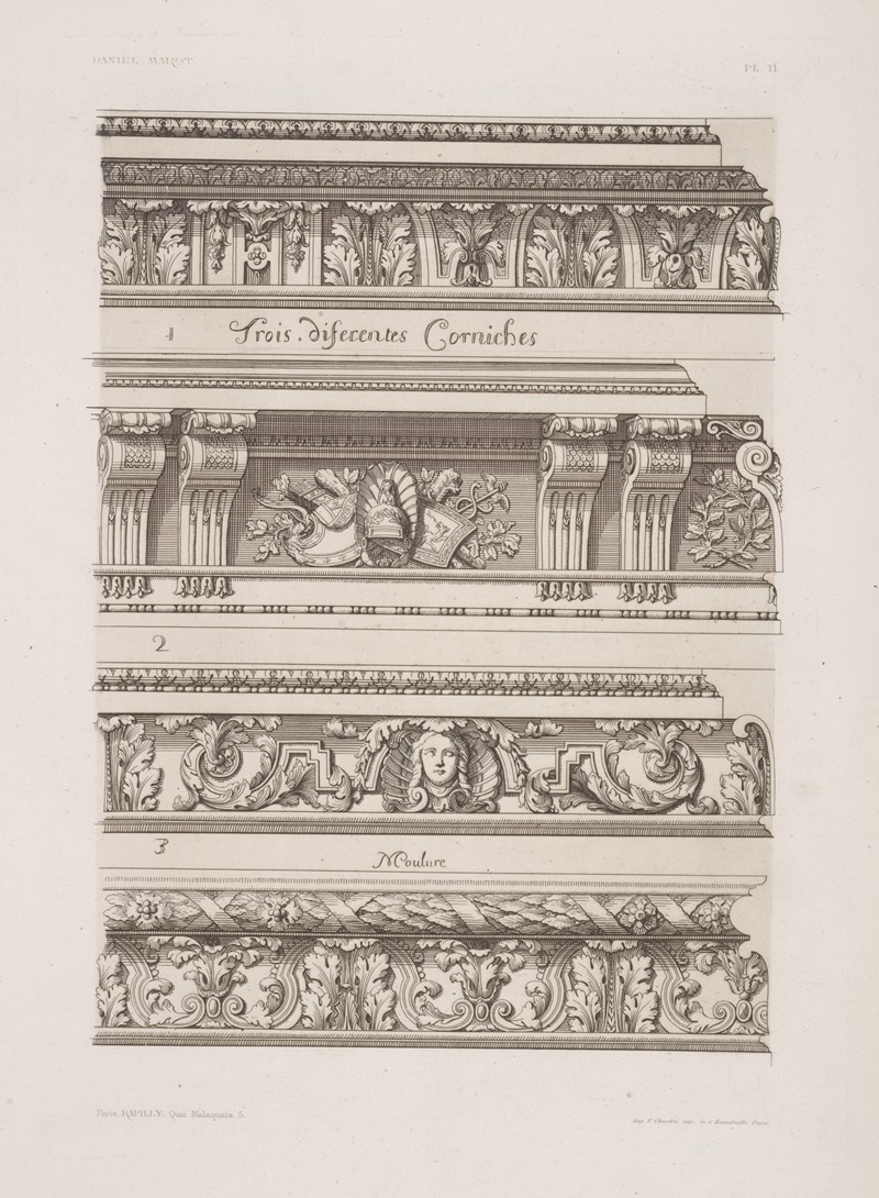 André-Charles Boulle - Trois diferents corniches