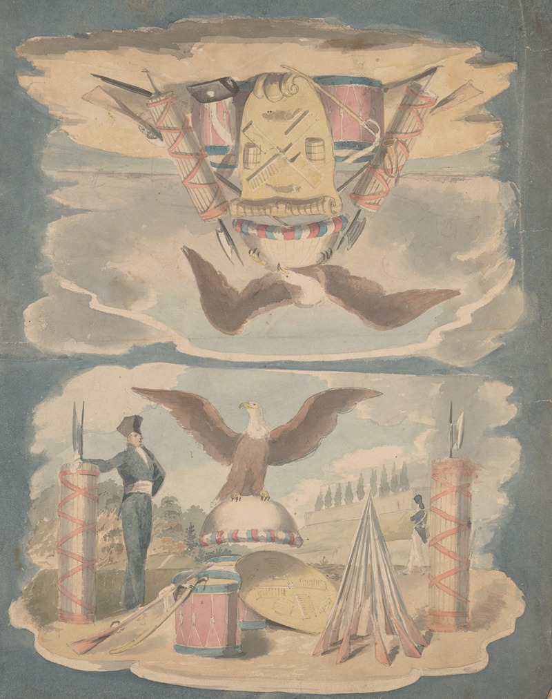 John Rubens Smith - Two vignettes incorporating designs for the seal of the City of New York