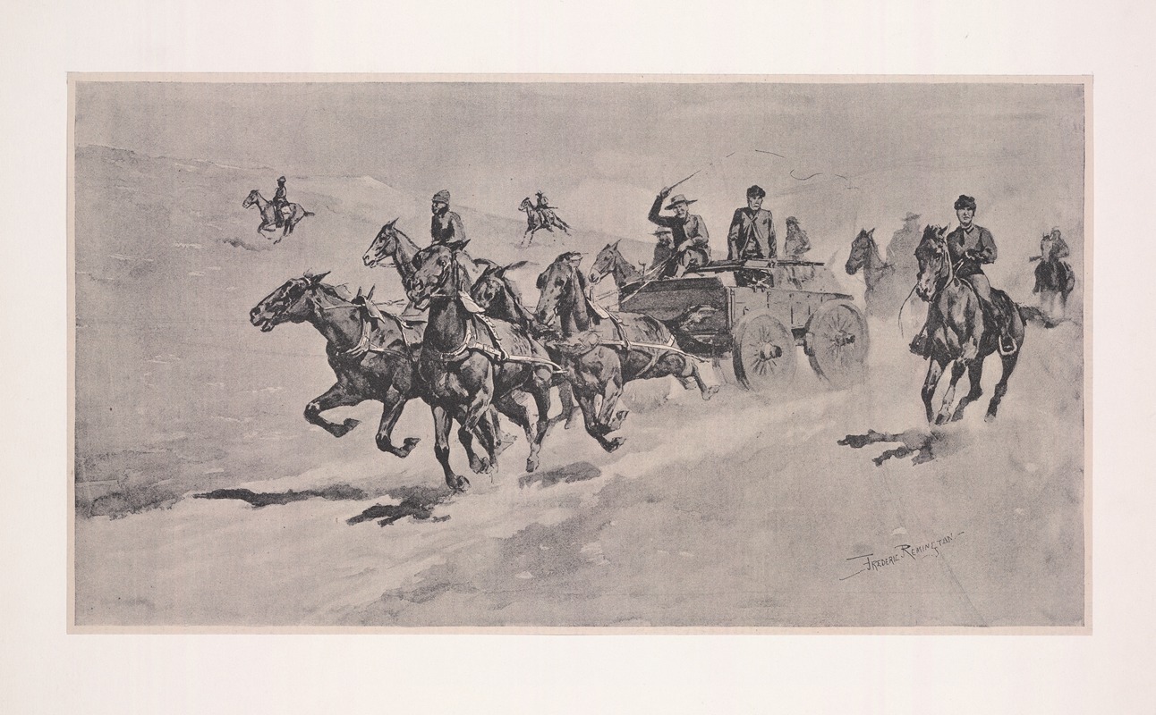 Frederic Remington - A run to the scout camp