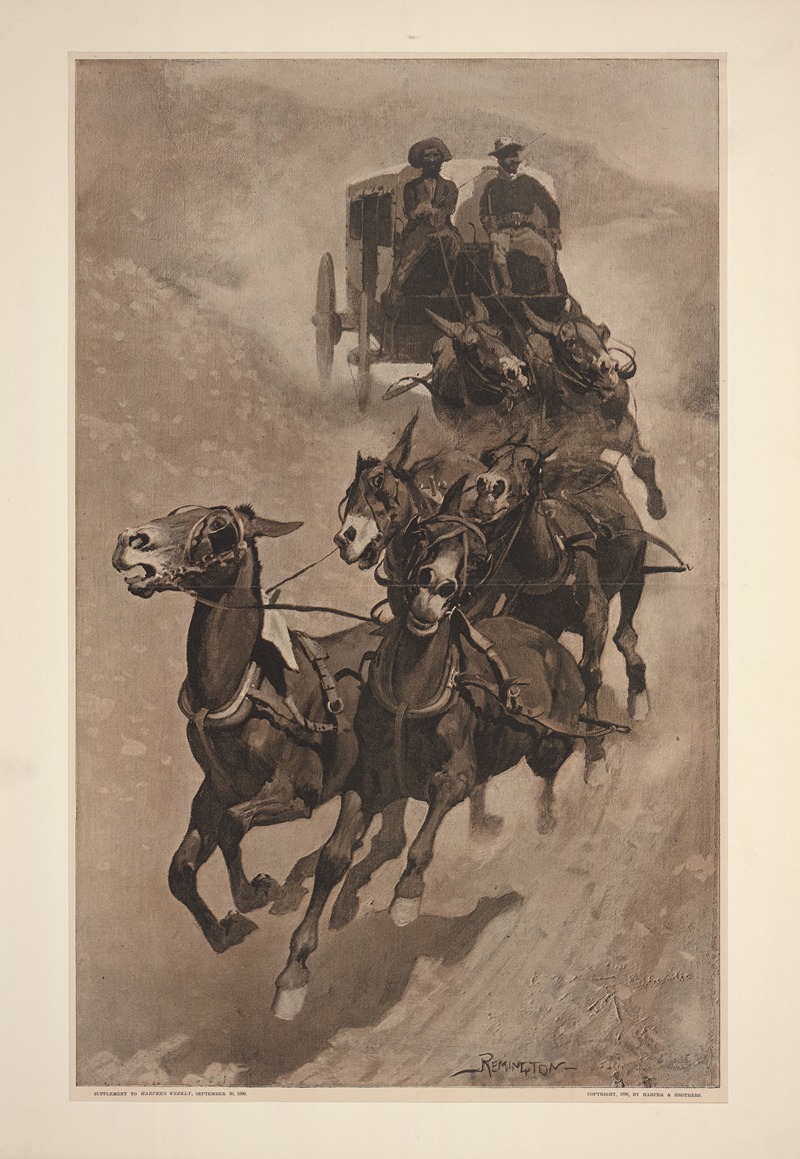 Frederic Remington - An Army Mail Ambulance–A ‘Busted’ Brake and a Down Grade