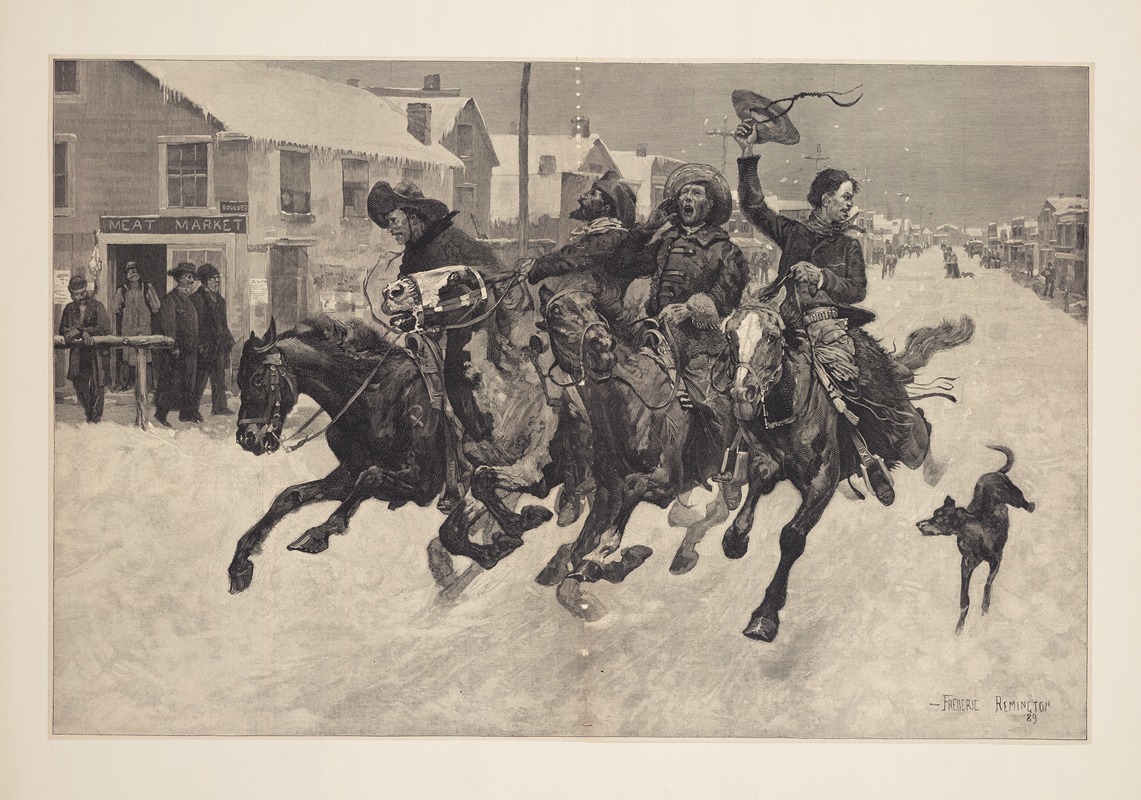 Frederic Remington - Cowboys Coming to Town for Christmas