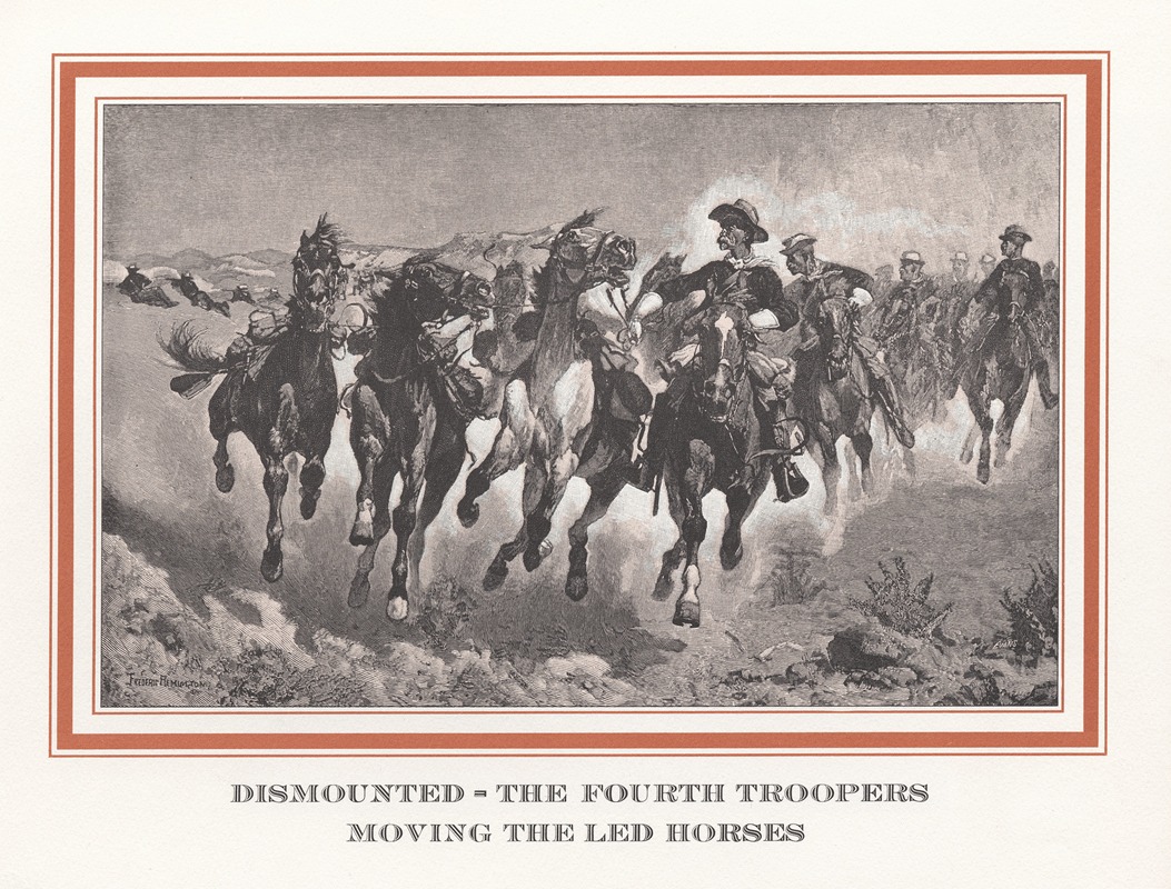 Frederic Remington - Dismounted–the fourth troopers moving the led horses