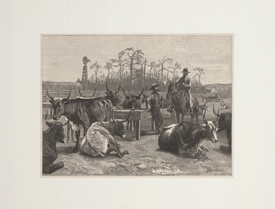 Frederic Remington - Texan cattle in Kansas corn corral