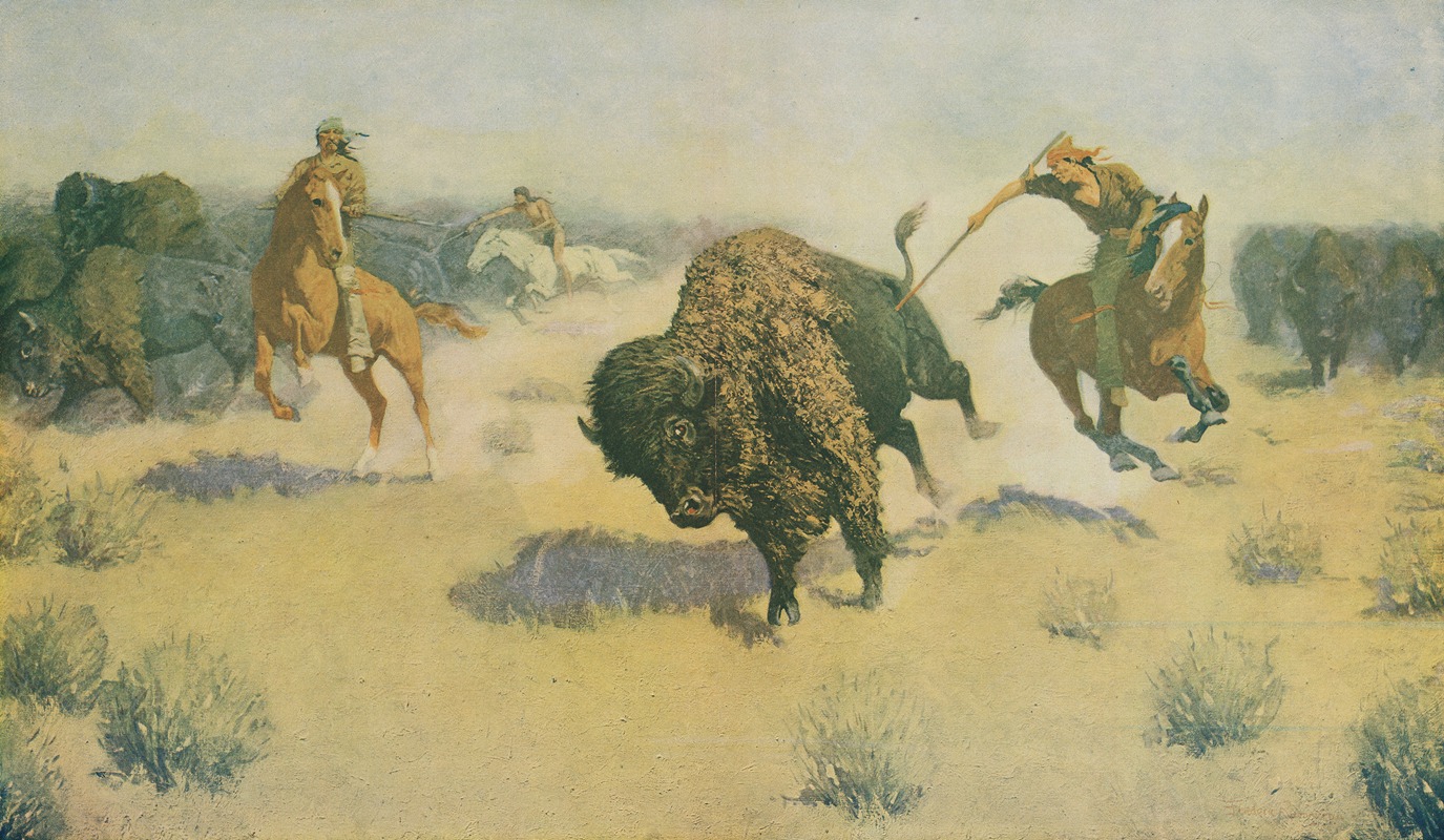 Frederic Remington - The buffalo runners