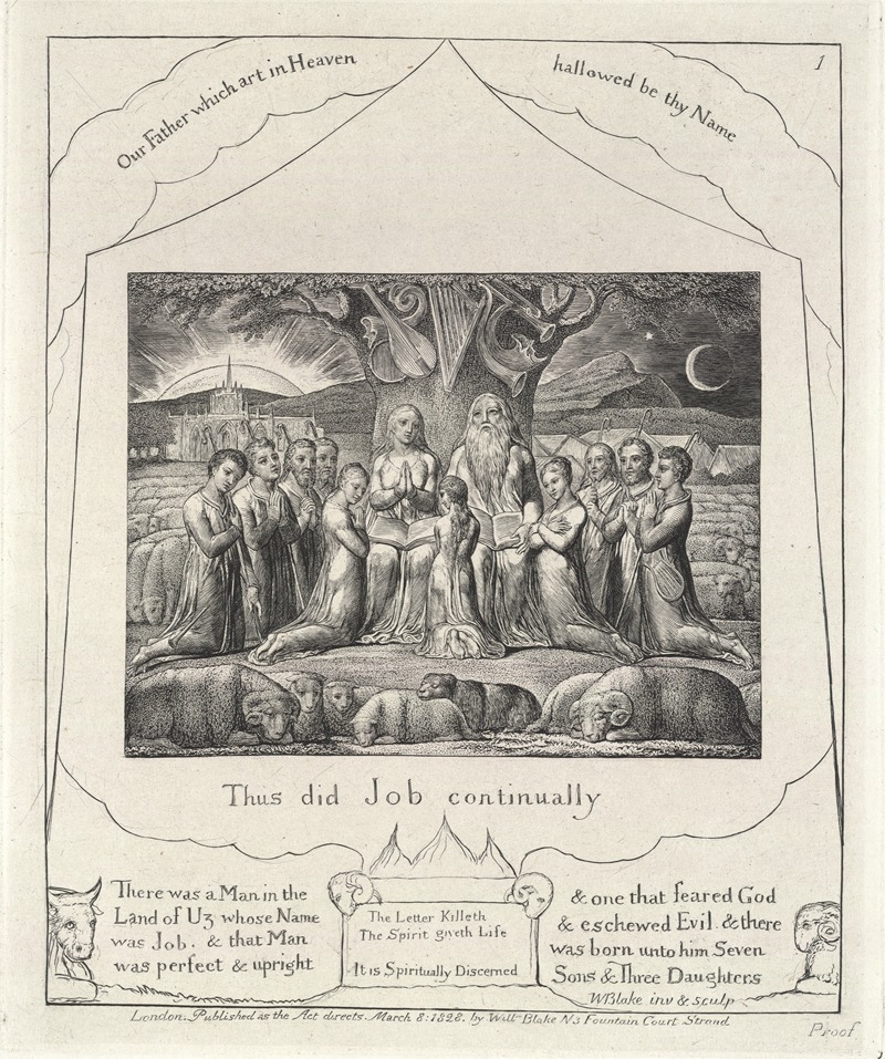 William Blake - Illustrations of the book of Job Pl.02