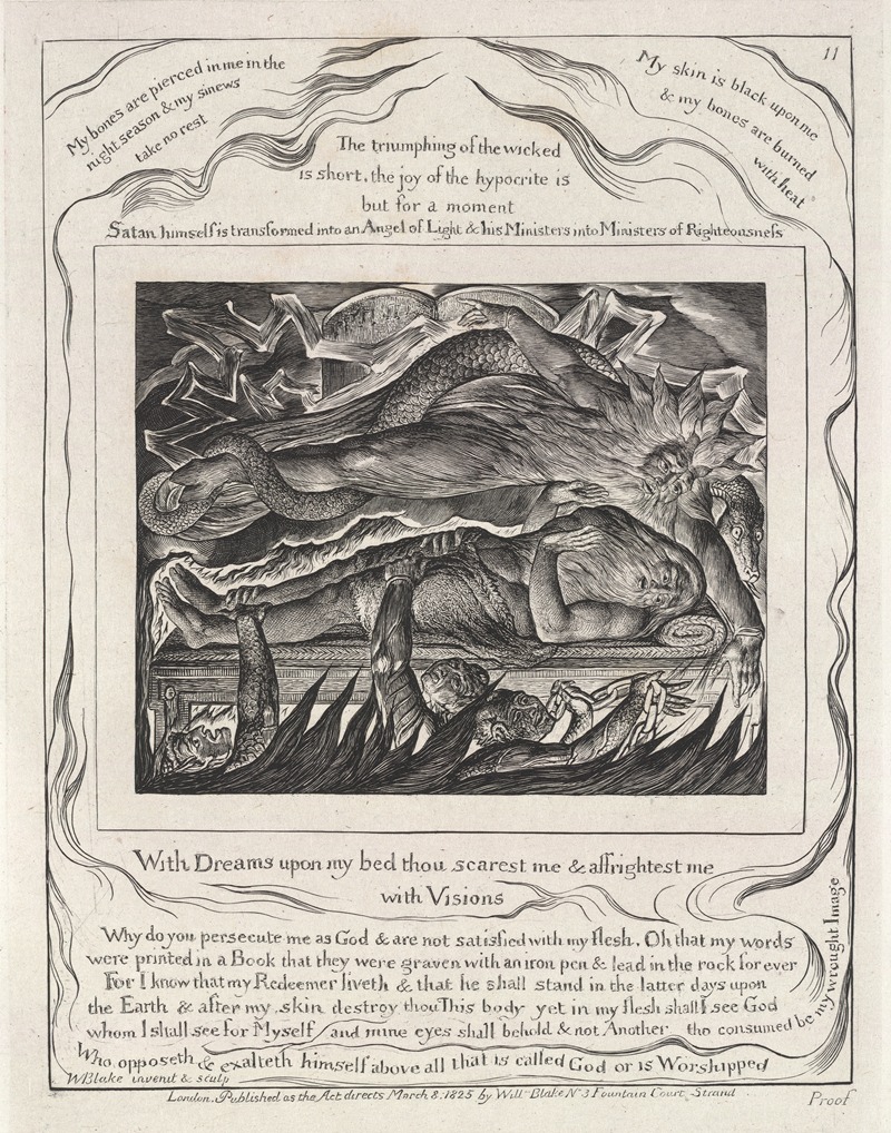 William Blake - Illustrations of the book of Job Pl.12