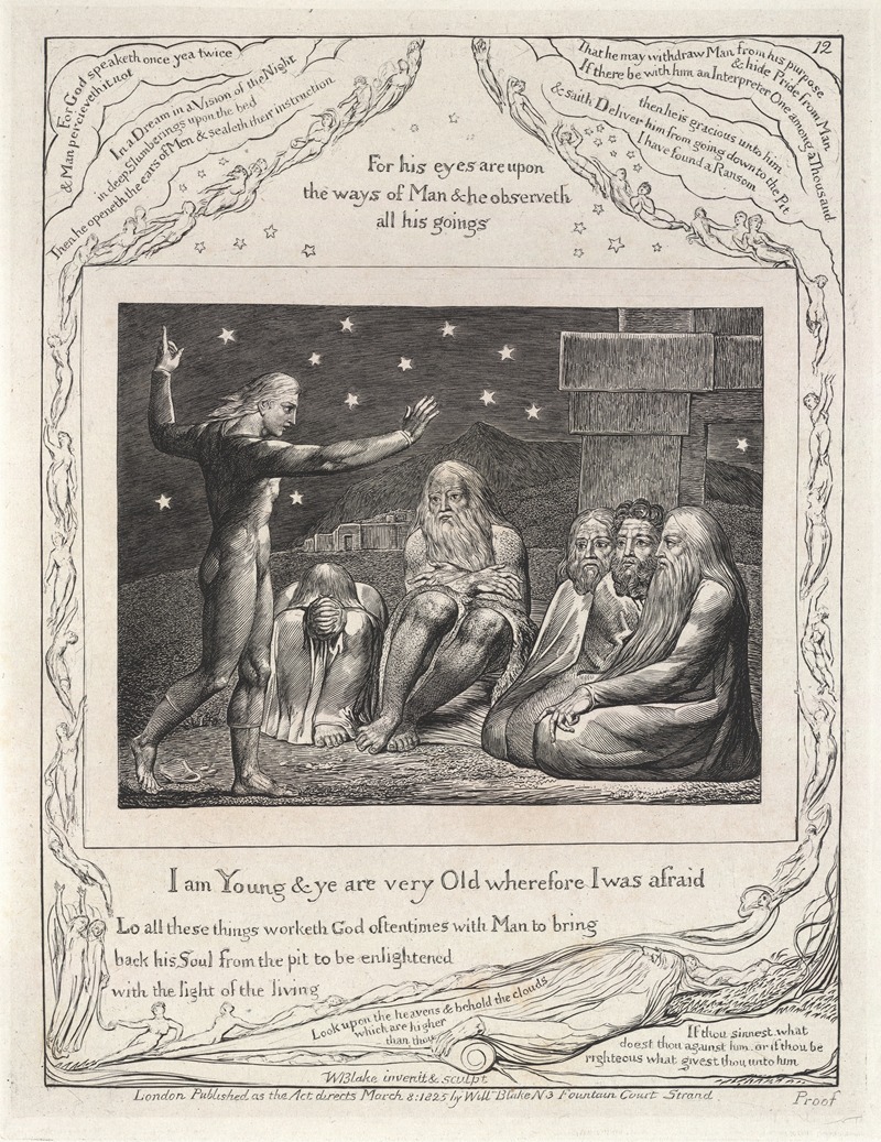 William Blake - Illustrations of the book of Job Pl.13