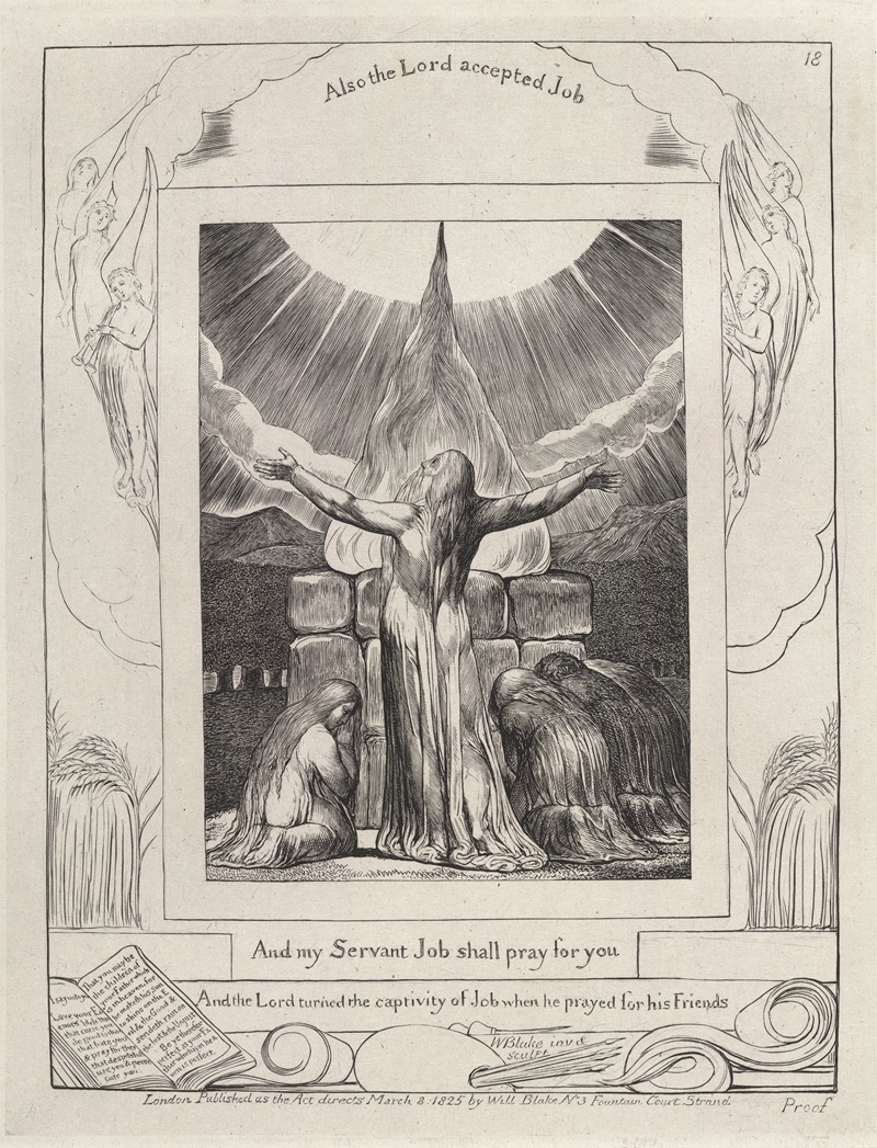 William Blake - Illustrations of the book of Job Pl.19
