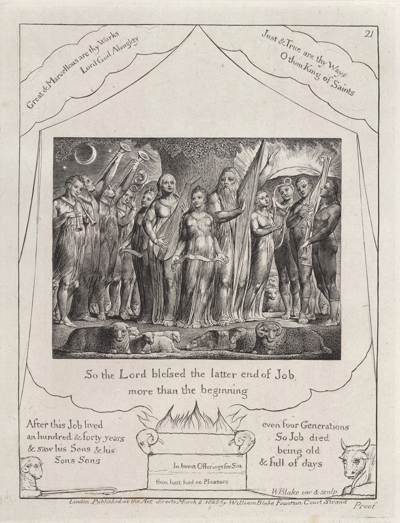 William Blake - Illustrations of the book of Job Pl.22