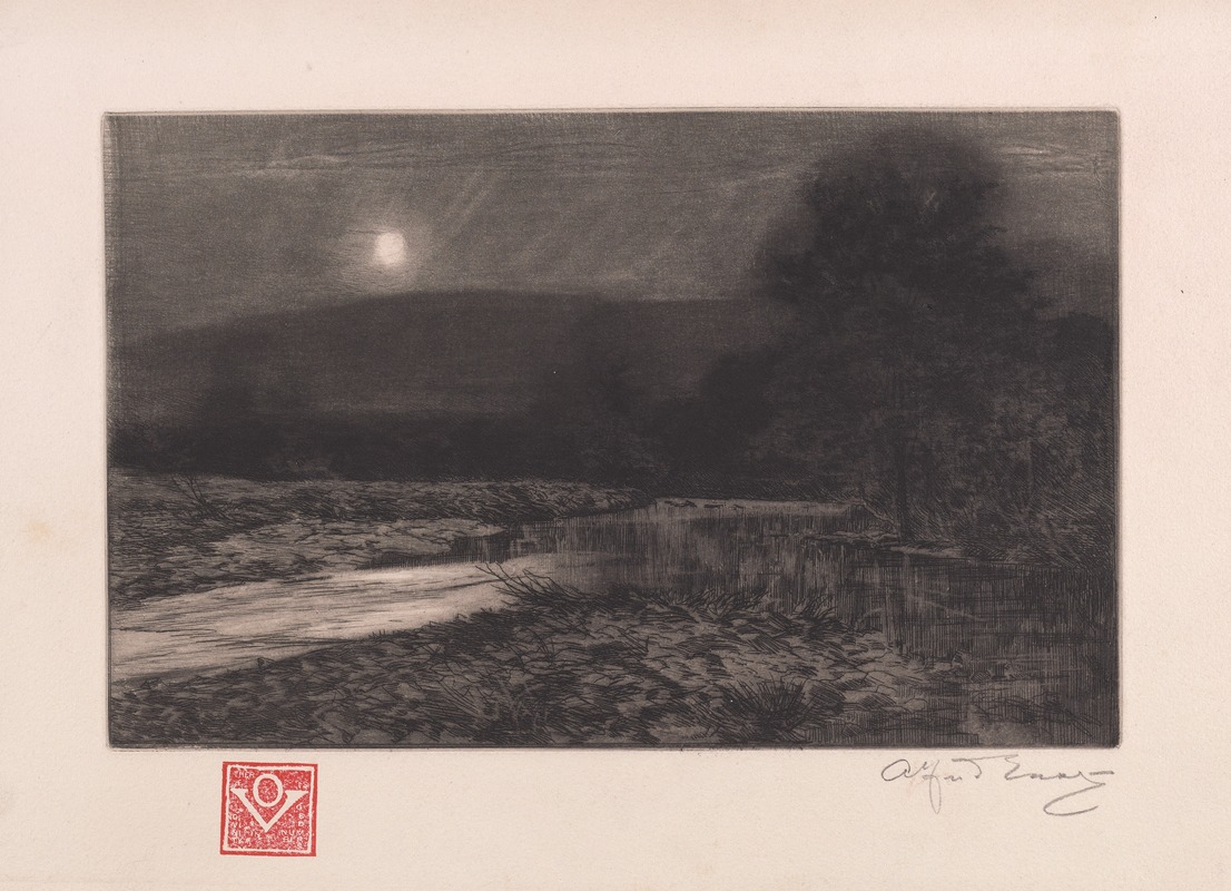 Sir Alfred East - Moonrise on the River Dochray (Scotland)