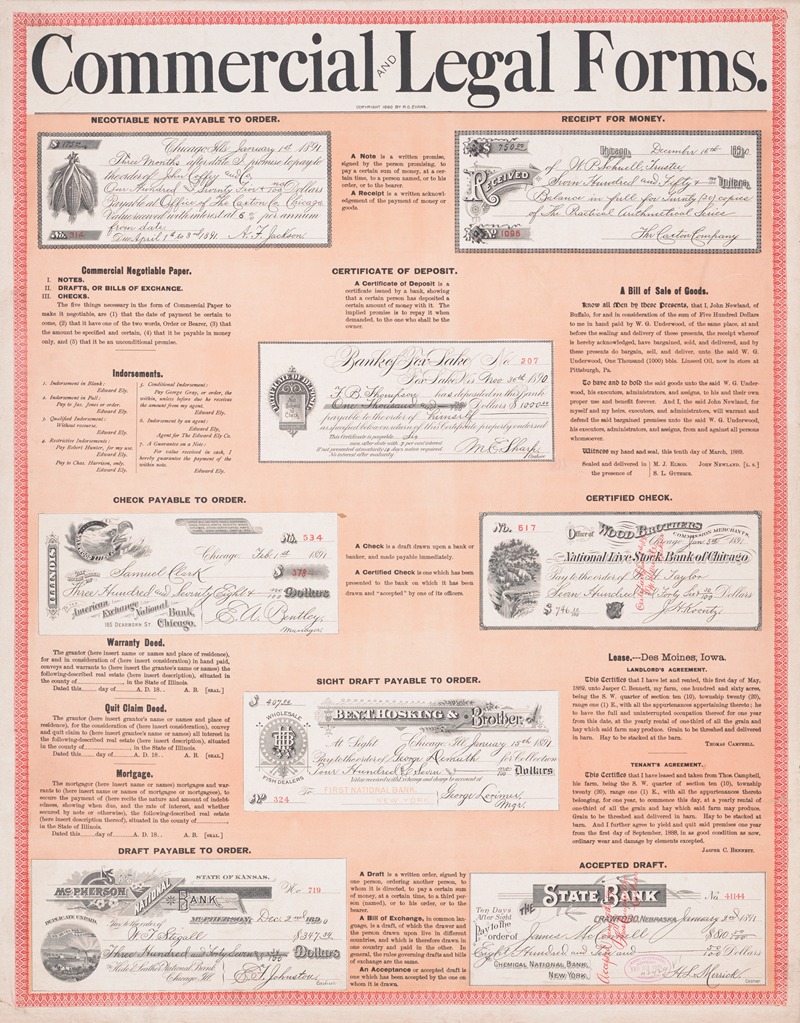 R.O. Evans - Commercial and legal forms