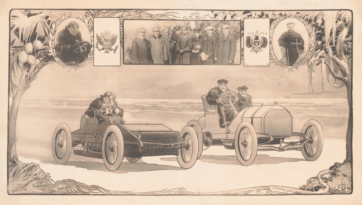 Taber Prang Art Co. - Early 20th century automobile race