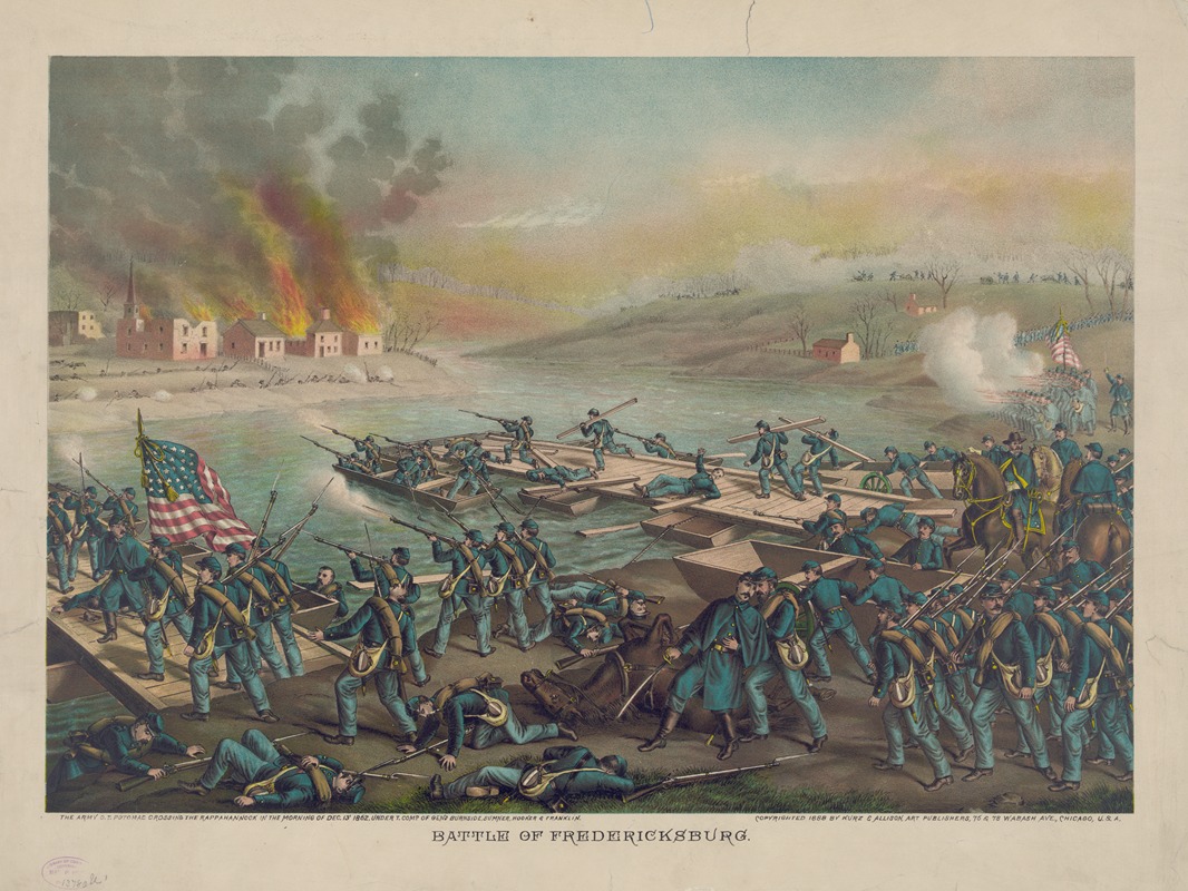 Kurz & Allison - Battle of Fredericksburg–the Army o.t. Potomac crossing the Rappahannock in the morning of Dec. 13′ 1862