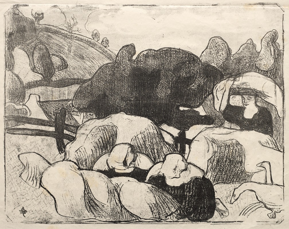 Emile Bernard - Breton Women Making Haystacks