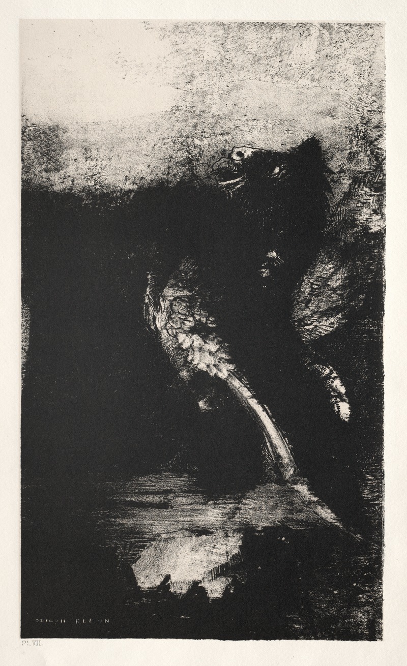 Odilon Redon - The Chimera with Green Eyes Turns, Bays