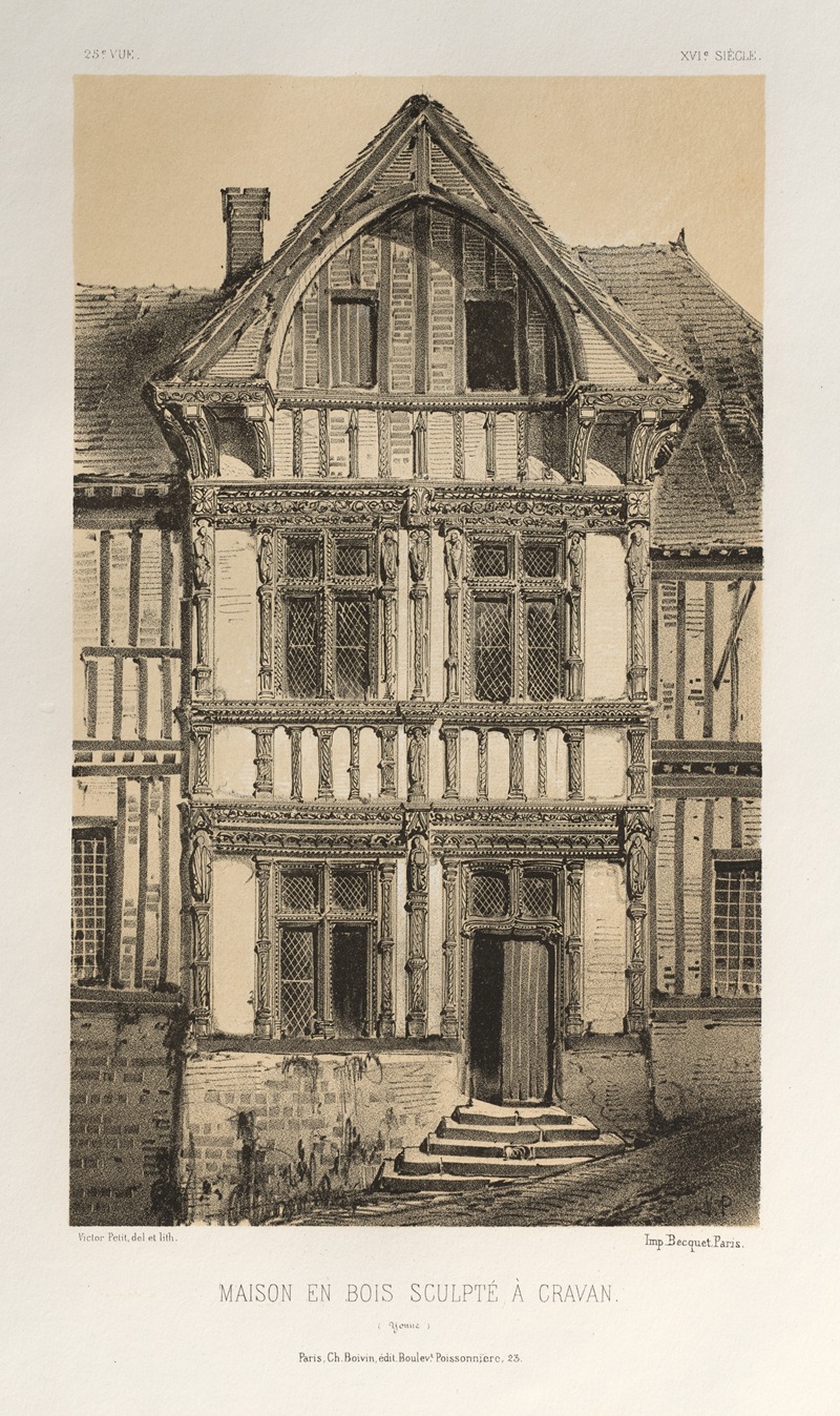 Victor Petit - Maison En Bois Sculpte A Cravan (Yonne)