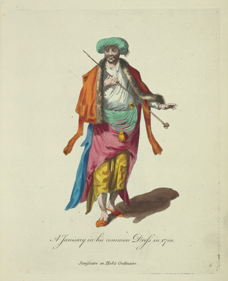 Charles Grignion - A Janisary in his common dress in 1700. Janissaire en habit ordinaire.