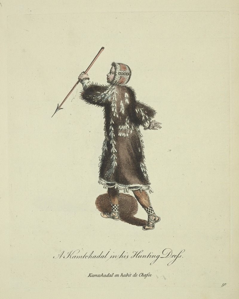 Charles Grignion - A Kamtchadal in his hunting dress. Kamtchadal en habit de chasse.