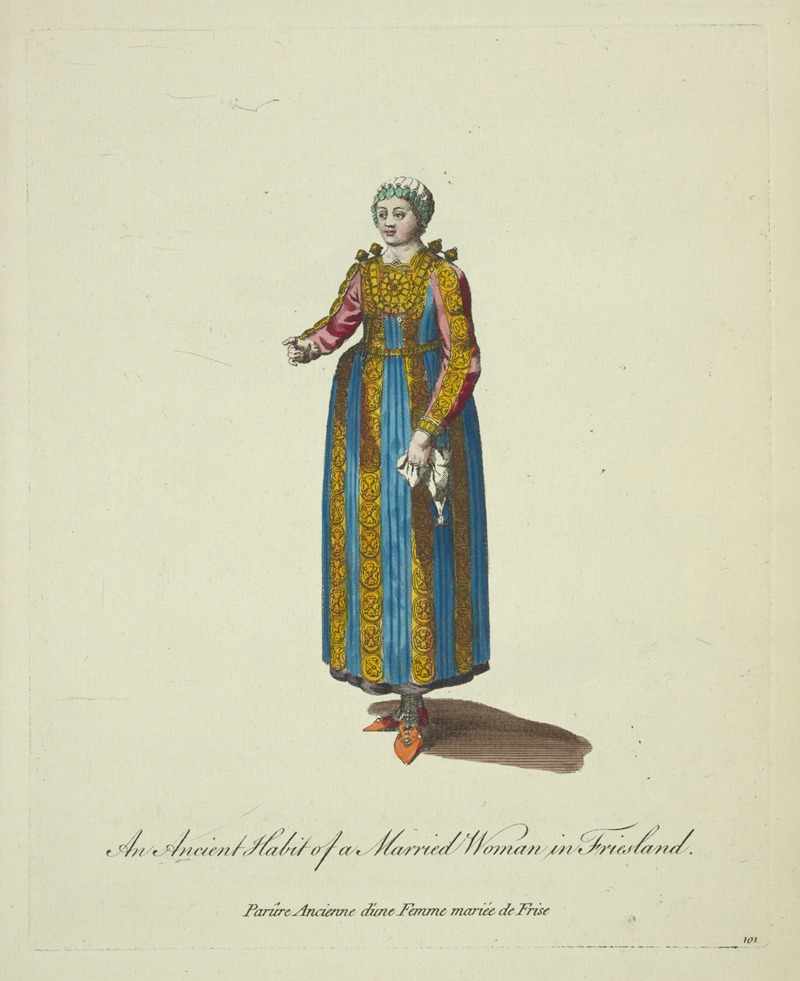 Charles Grignion - An ancient habit of a married woman in Friesland. Parûre ancienne d’une femme mariée de Frise.