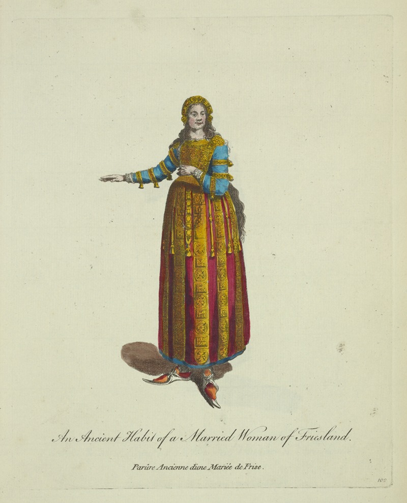 Charles Grignion - An ancient habit of a married woman of Friesland. Parûre ancienne d’une mariée de Frise.