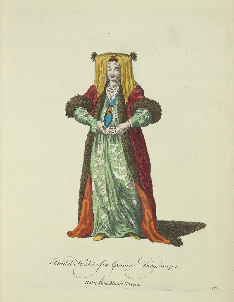 Charles Grignion - Bridal habit of a Grecian lady in 1700. Habit d’une mariée Grecque.