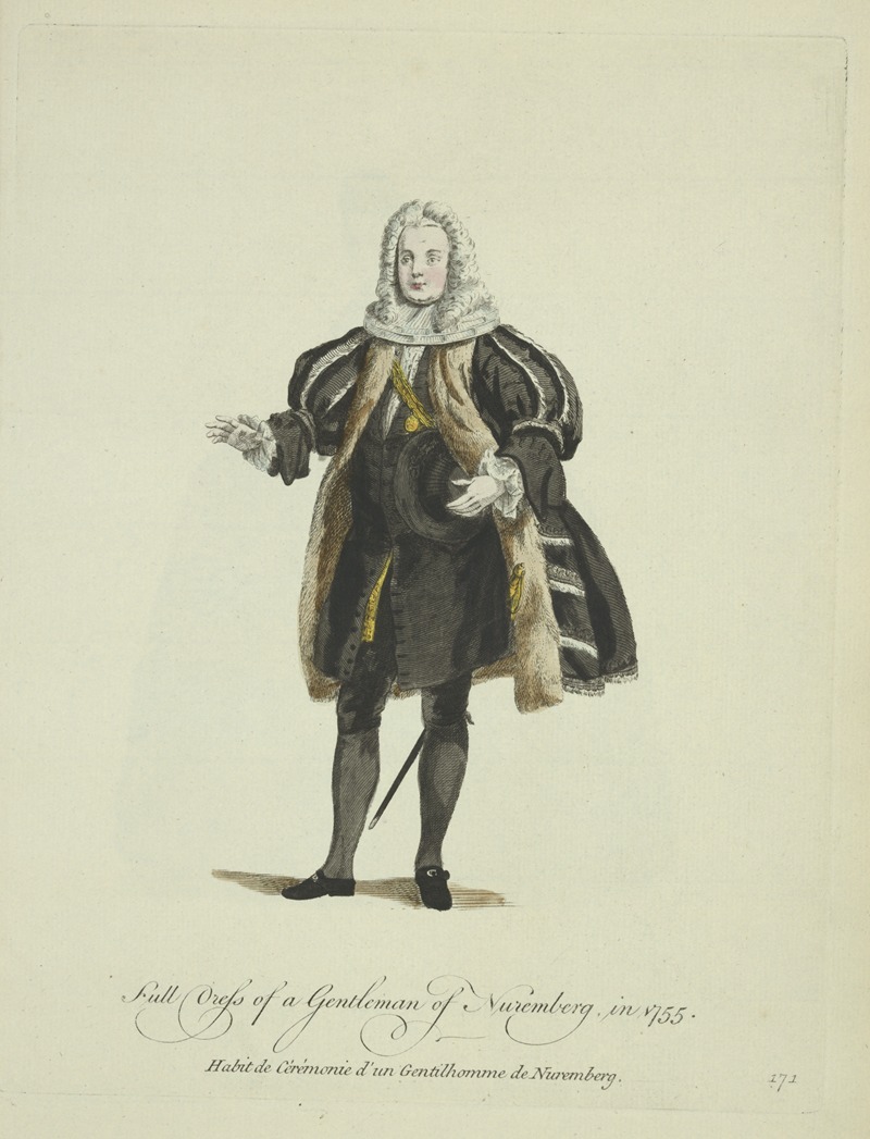 Charles Grignion - Full dress of a gentleman of Nuremberg in 1755. Habit de cérémonie d’un gentilhomme de Nuremberg.