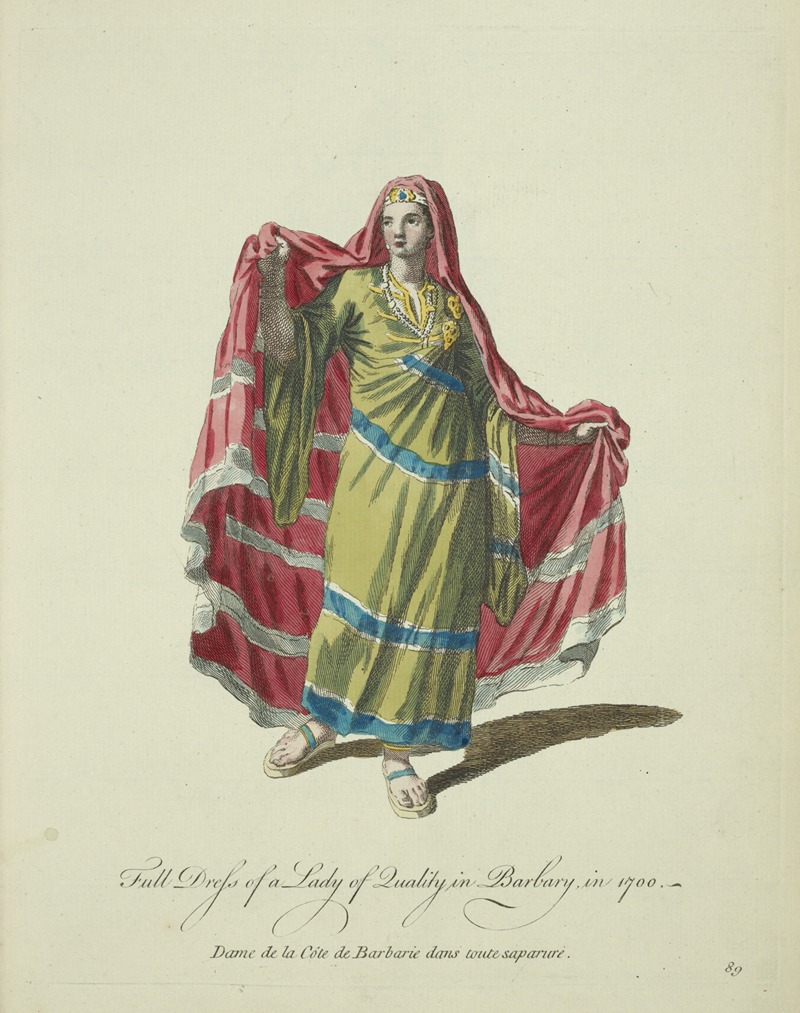 Charles Grignion - Full dress of a lady of quality in Barbary in 1700. Dame de la Côte de Barbarie dans tout saparure.