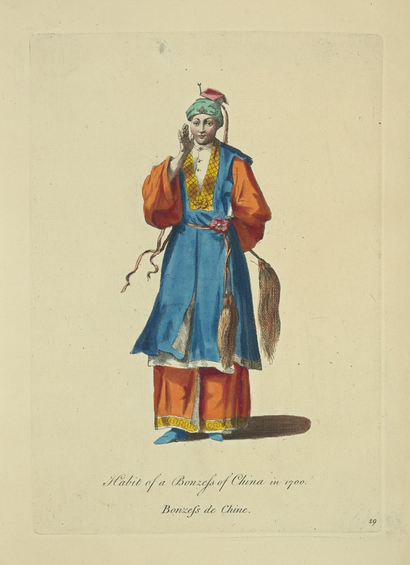 Charles Grignion - Habit of a bonzess of China in 1700. Bonzess de Chine.