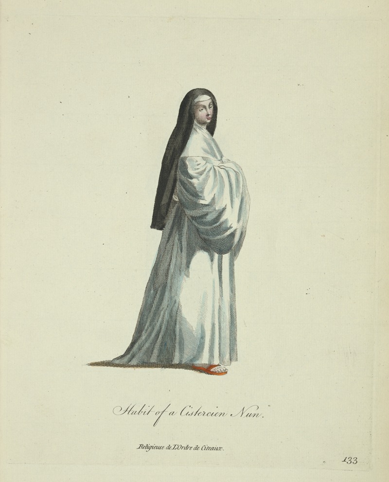 Charles Grignion - Habit of a Cistercian nun. Religieuse de l’Ordre de Citeaux.