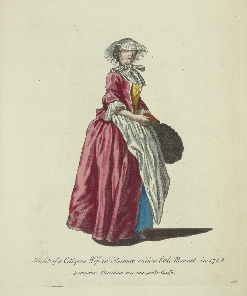 Charles Grignion - Habit of a citizen’s wife in Florence, with a little bonnet, in 1768