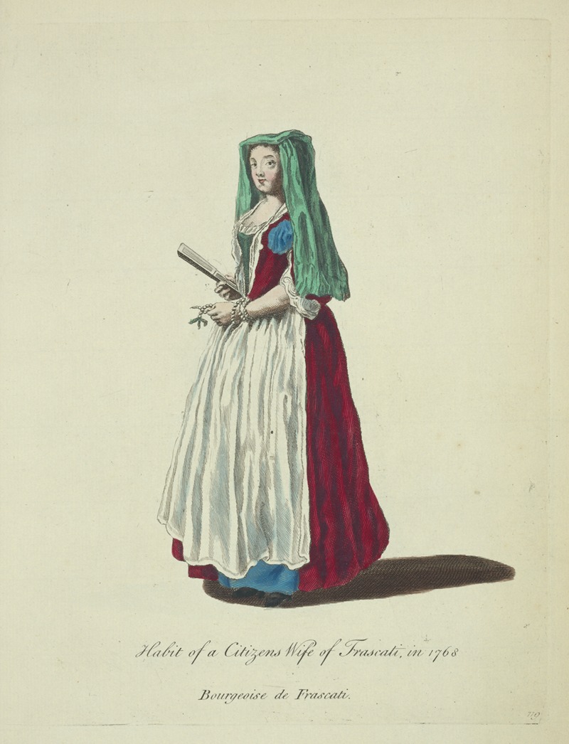 Charles Grignion - Habit of a citizen’s wife of Frascati in 1768. Bourgeoise de Frascati.