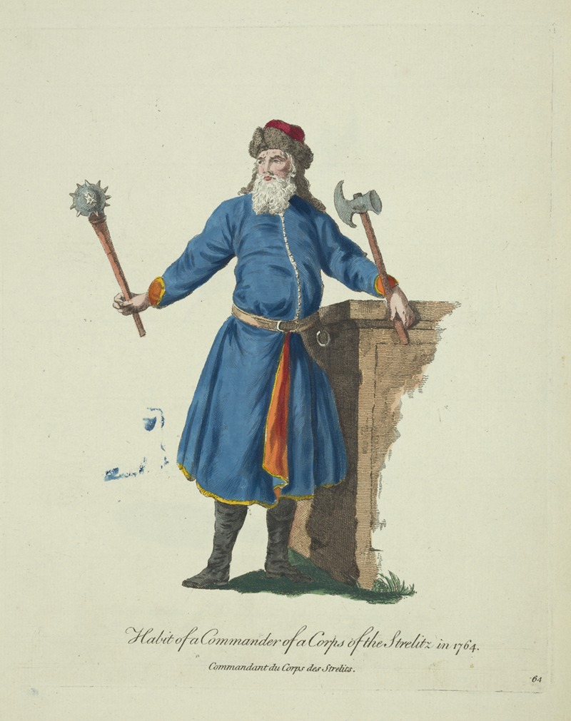 Charles Grignion - Habit of a commander of a corps of the Strelitz in 1764. Commandant du corps de Strelits.