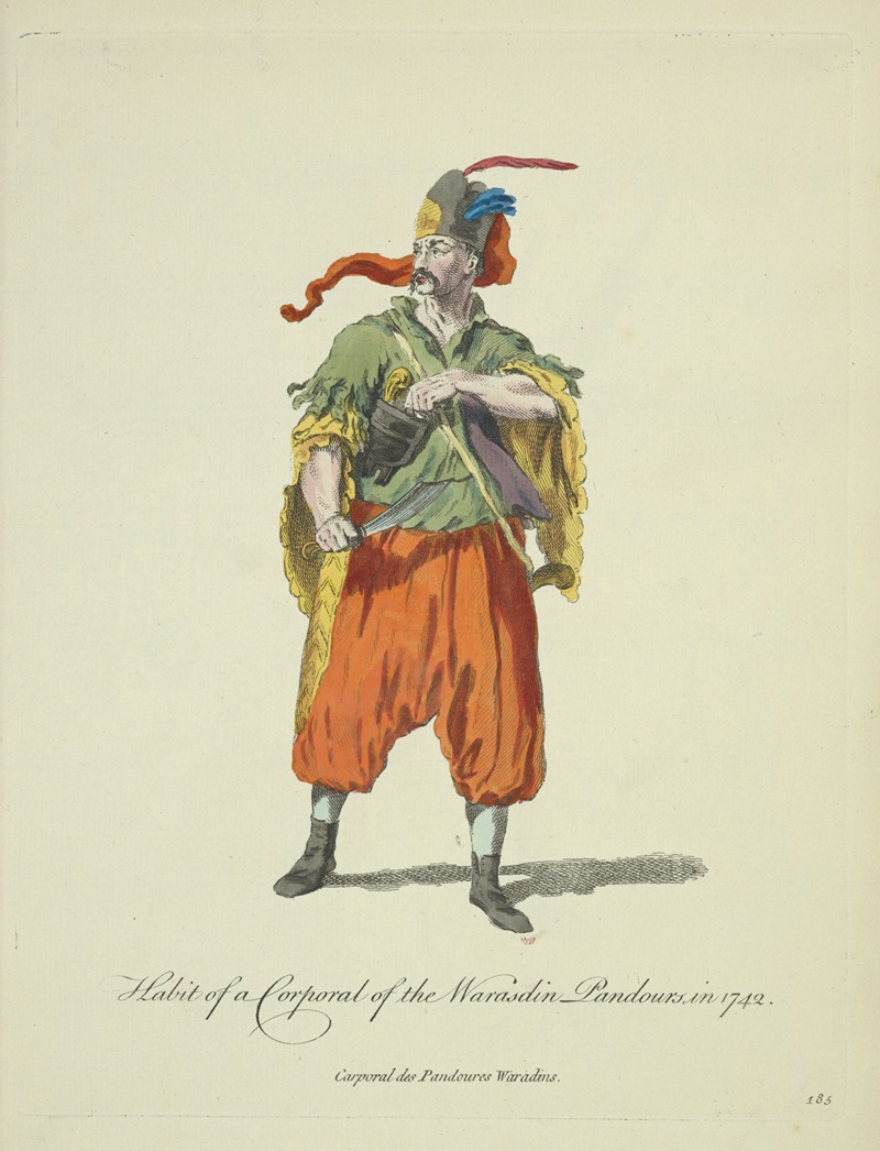 Charles Grignion - Habit of a corporal of the Warasdin Pandours in 1742. Carporal des Pandoures Waradins.