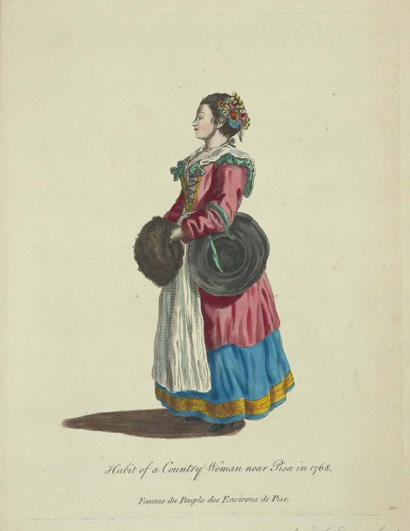 Charles Grignion - Habit of a country woman near Pisa in 1768. Femme du peuple des environs de Pise.