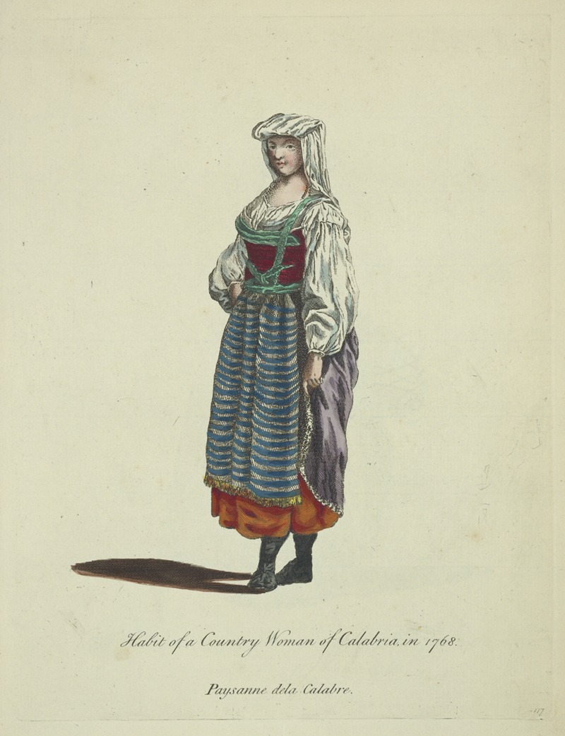 Charles Grignion - Habit of a country woman of Clabria in 1768. Paysanne de la Calabre.