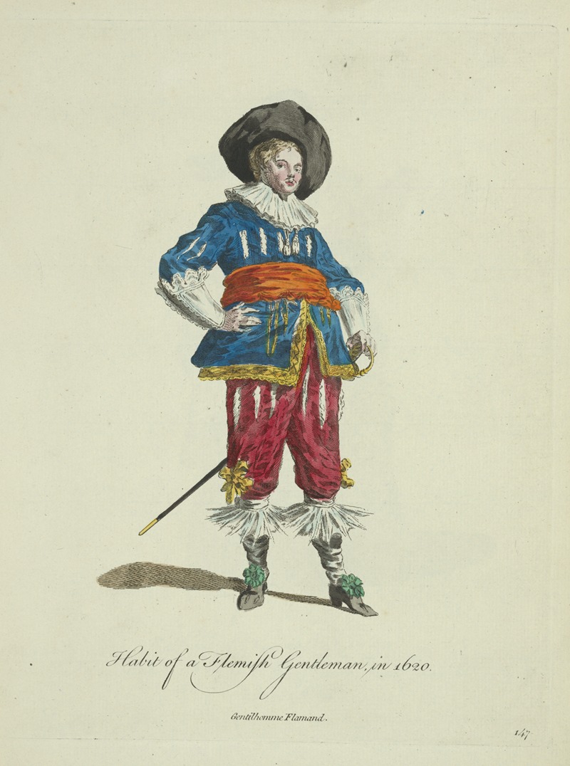 Charles Grignion - Habit of a Flemish gentleman in 1620. Gentilhomme Flamand.